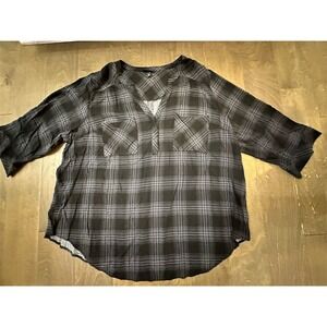 Torrid Women's Plaid 3/4 Sleeve Button-Up Blouse Multicolor Size M